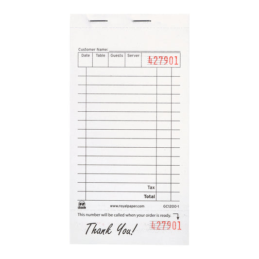 White Guest Checks-1 Part Booked