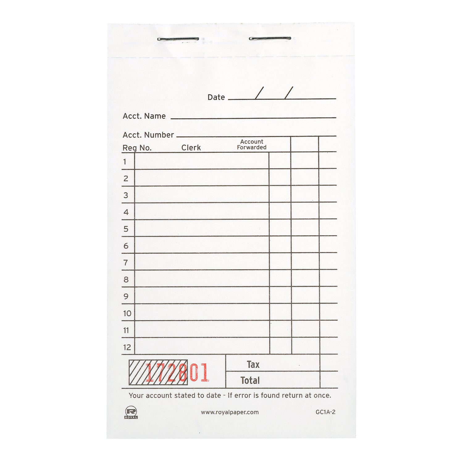 White Carbonless Sales Book-2 Part Booked