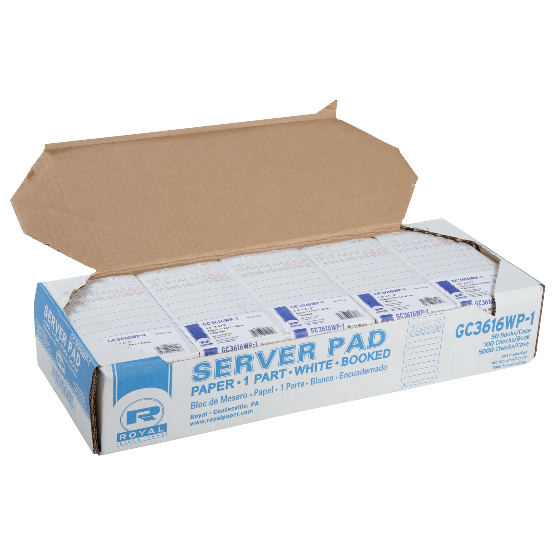 open case of White Server Pads Paper-1 Part Booked