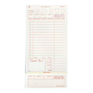 Tan Carbonless Guest Check-3 Part Loose