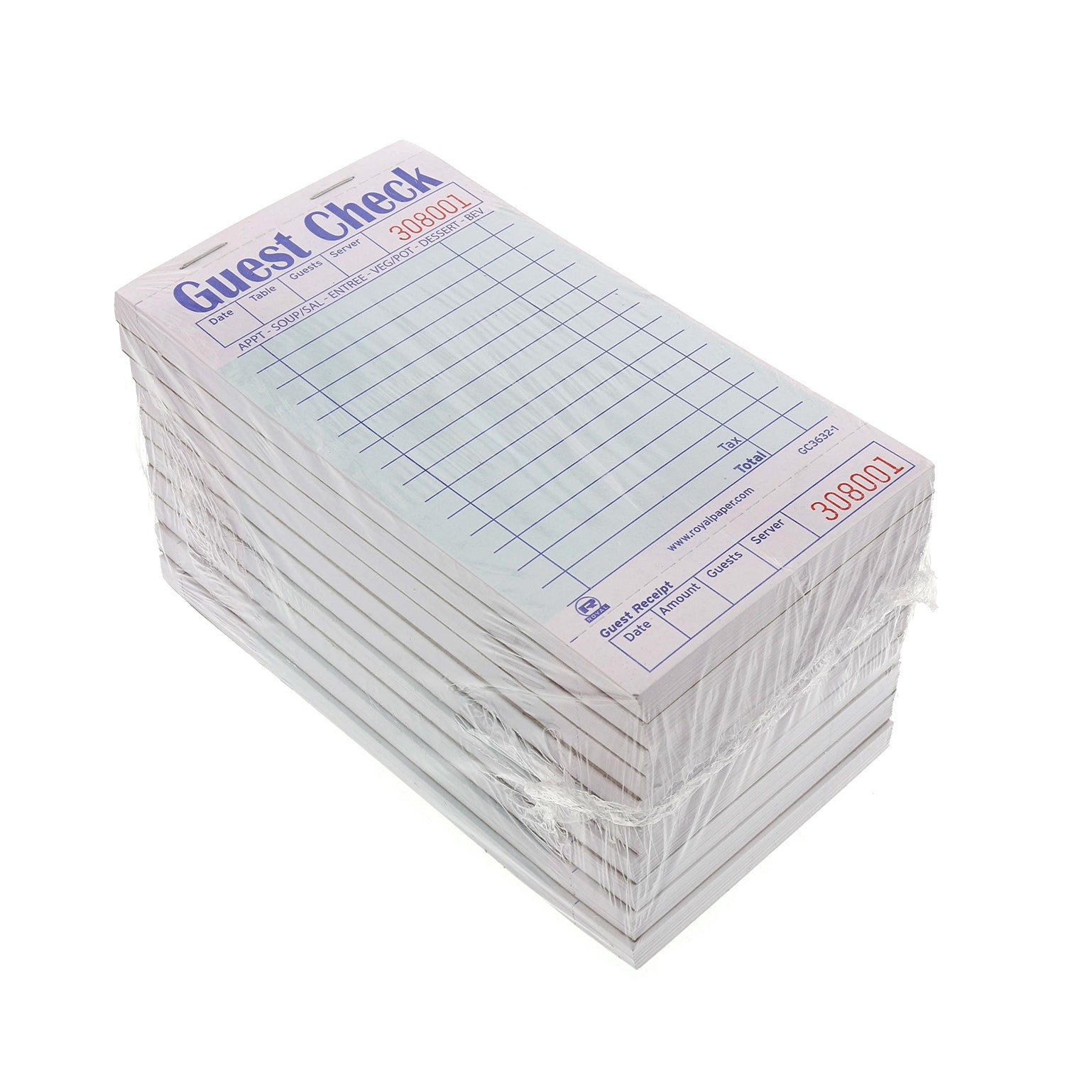 Green Guest Checks-1 Part Booked Package