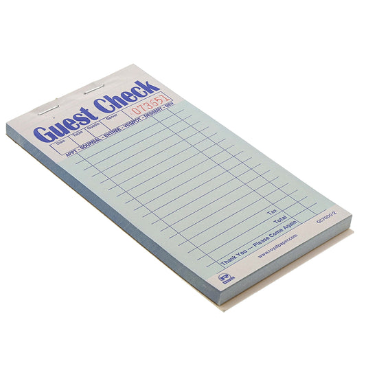 Green Carbonless Guest Check-2 Part Booked