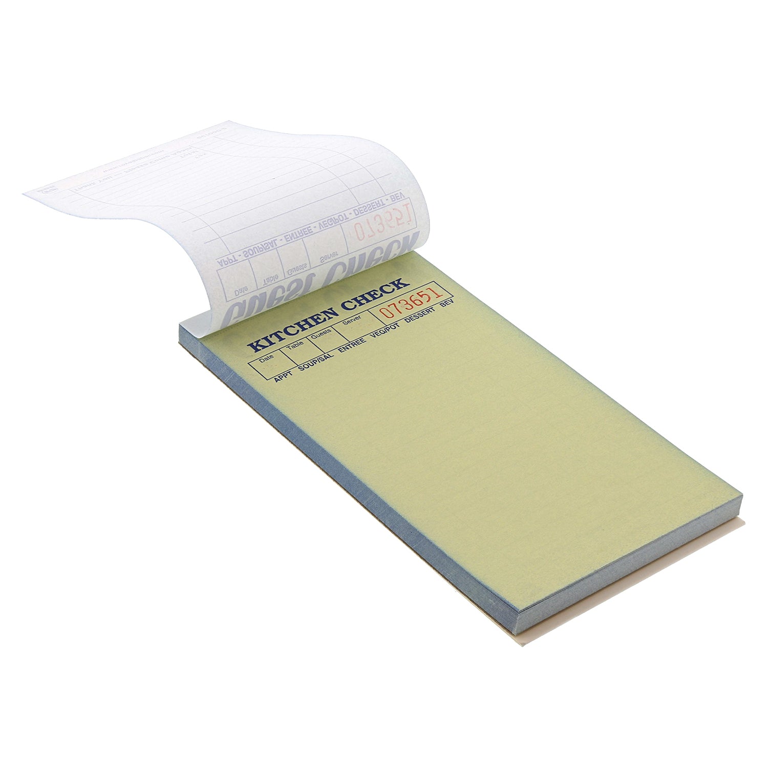 Green Carbonless Guest Check-2 Part Booked Kitchen Copy