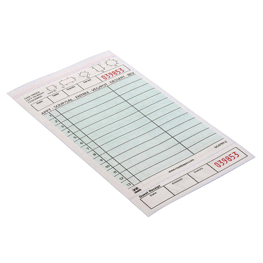 Green Carbonless Guest Check-2 Part Loose