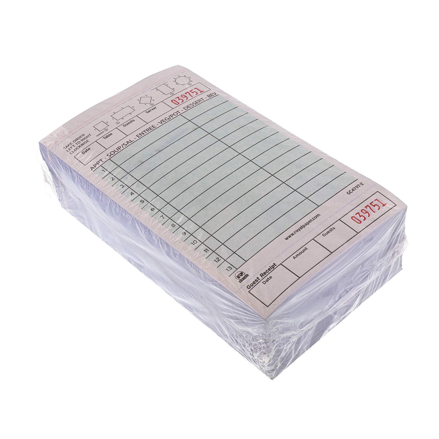 Green Carbonless Guest Checks-2 Part Loose Package