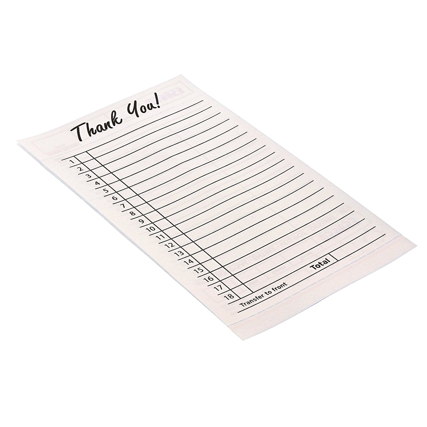 Green Carbonless Guest Check-2 Part Loose