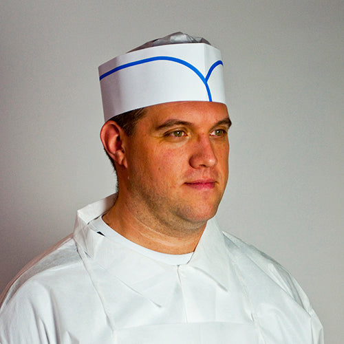 Blue Stripe Classy Cap on a person's head