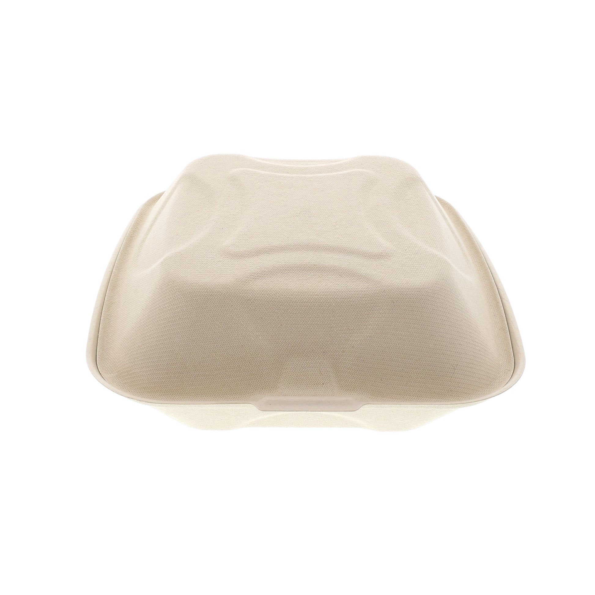 closed top view 8" x 8" no added PFAS molded fiber hinged container
