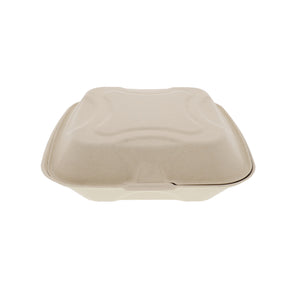 Medium 3 Section Molded Fiber Clamshell/Hinged Lid Containers, closed top view