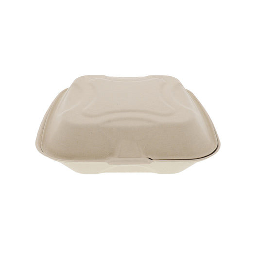 Medium 3 Section Molded Fiber Clamshell/Hinged Lid Containers, closed top view