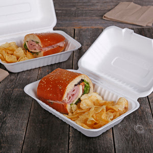 Half subs and potato chips in a 9