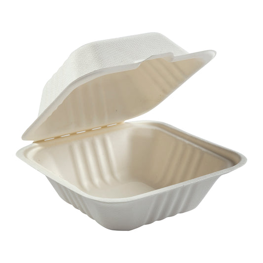 6 x 6 x 3.19" Small Molded Fiber Hinged Lid Container