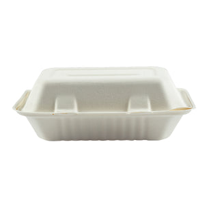 Closed Hoagie Molded Fiber Hinged Container from the front