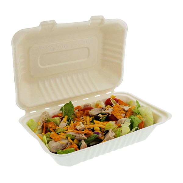 Hoagie Molded Fiber Hinged Container with Garden Salad