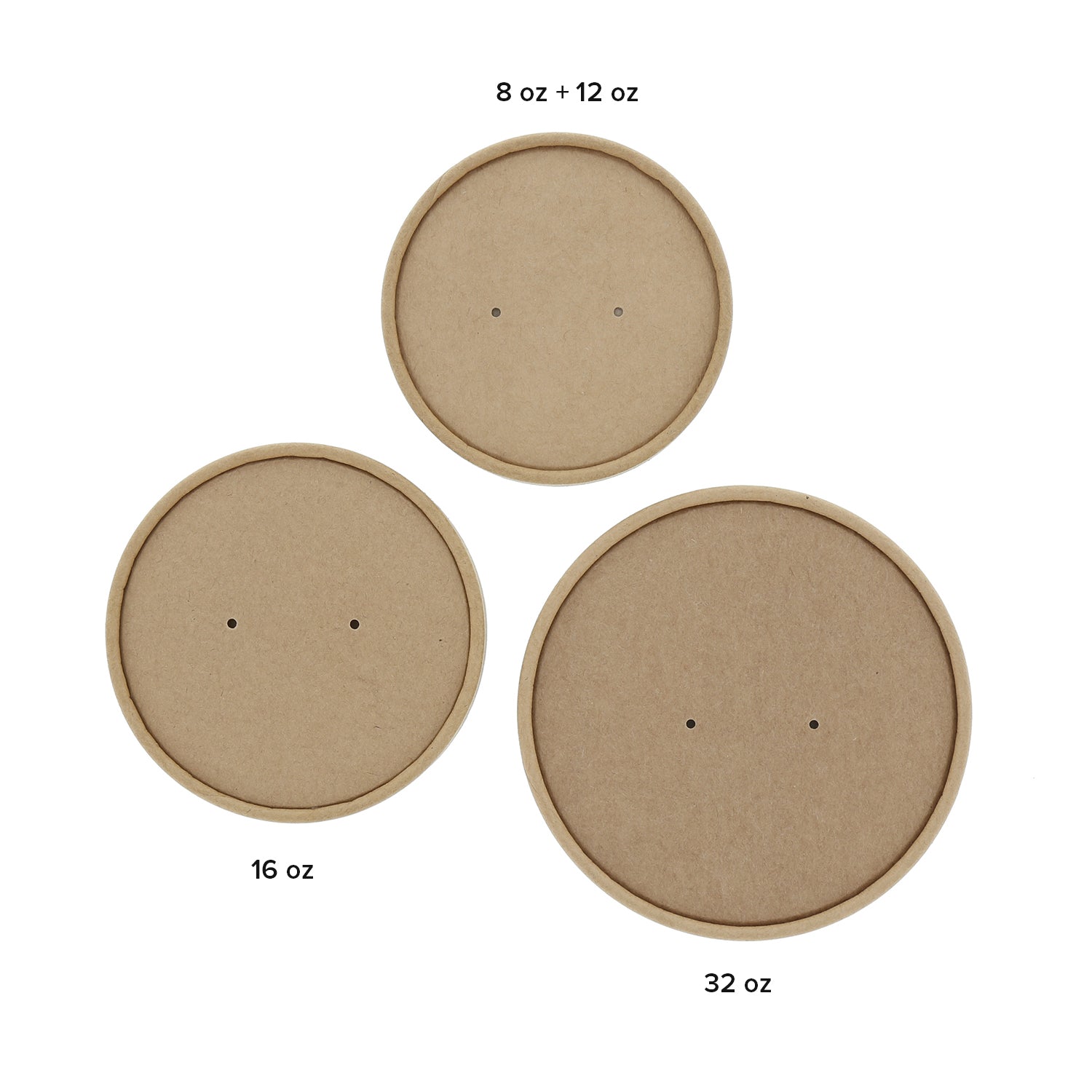 Kraft Vented Paper Lid Size Options