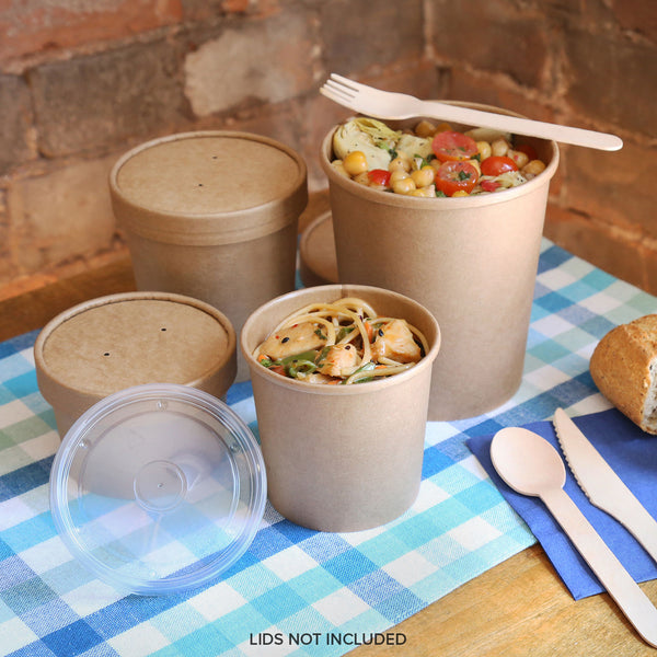 Paper Containers and Vented Lids in Lunch Setting