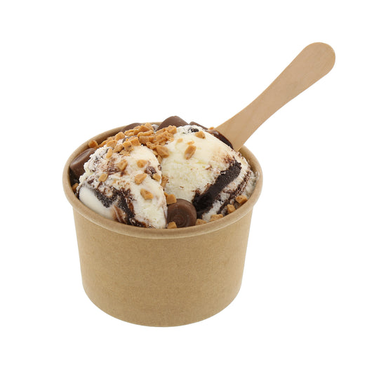8 oz. Kraft Paper Food Container V2 with icecream inside