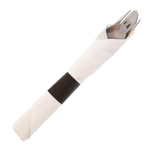 Black Paper Napkin Band with Napkin and Silverware