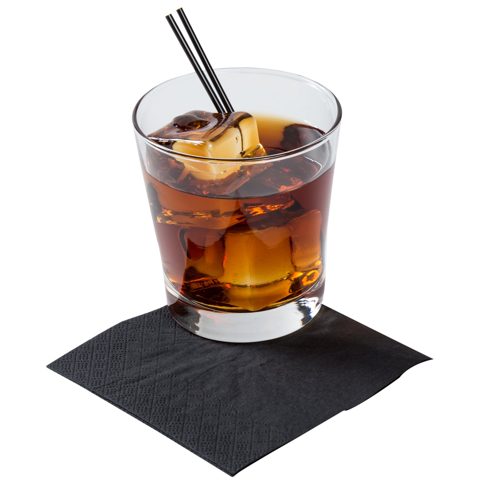 iced tea on a 9.5" x 9.5" Black Beverage Napkin