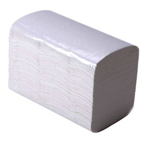 Sleeve of 7.8" x 6.25" 2 Ply White Interfold Embossed Napkins