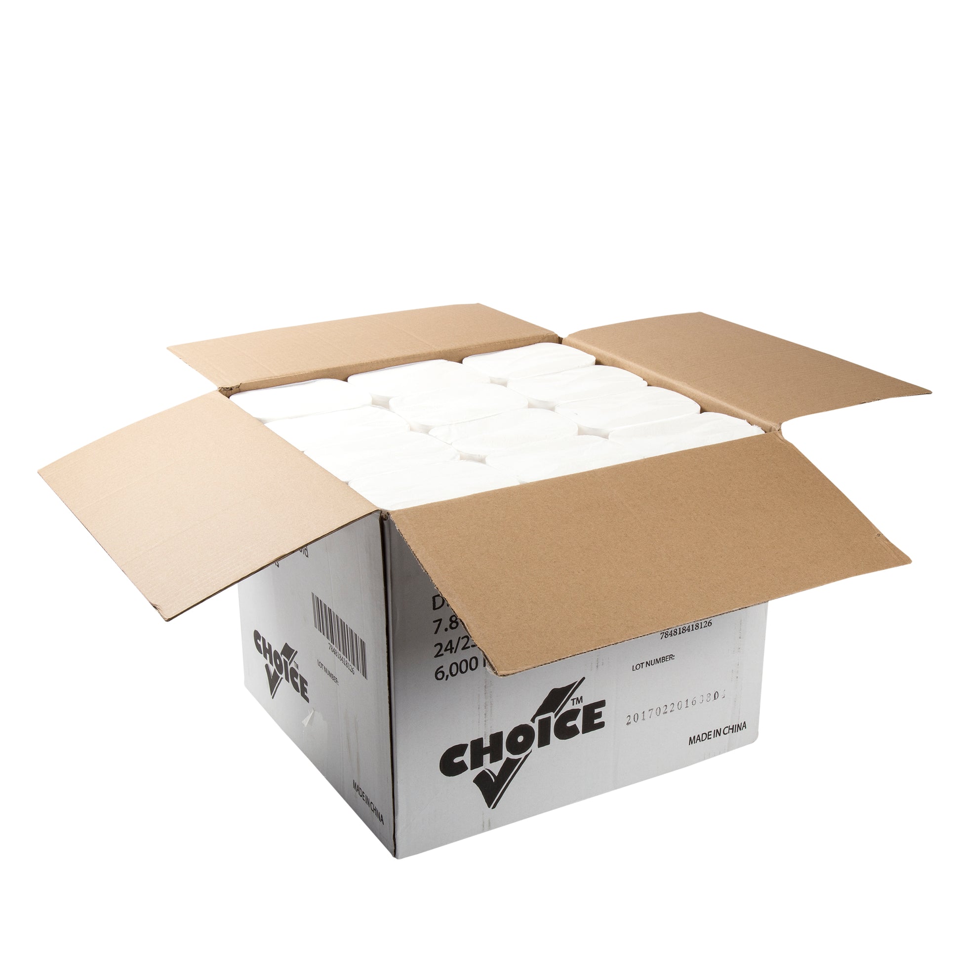 open case of 7.8" x 6.25" 2 Ply White Interfold Embossed Napkins