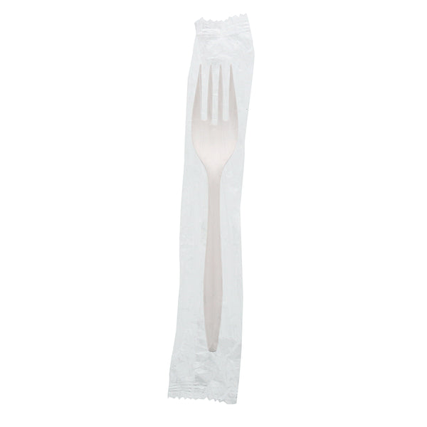 one Medium Weight White Polypropylene Individually Wrapped Forks