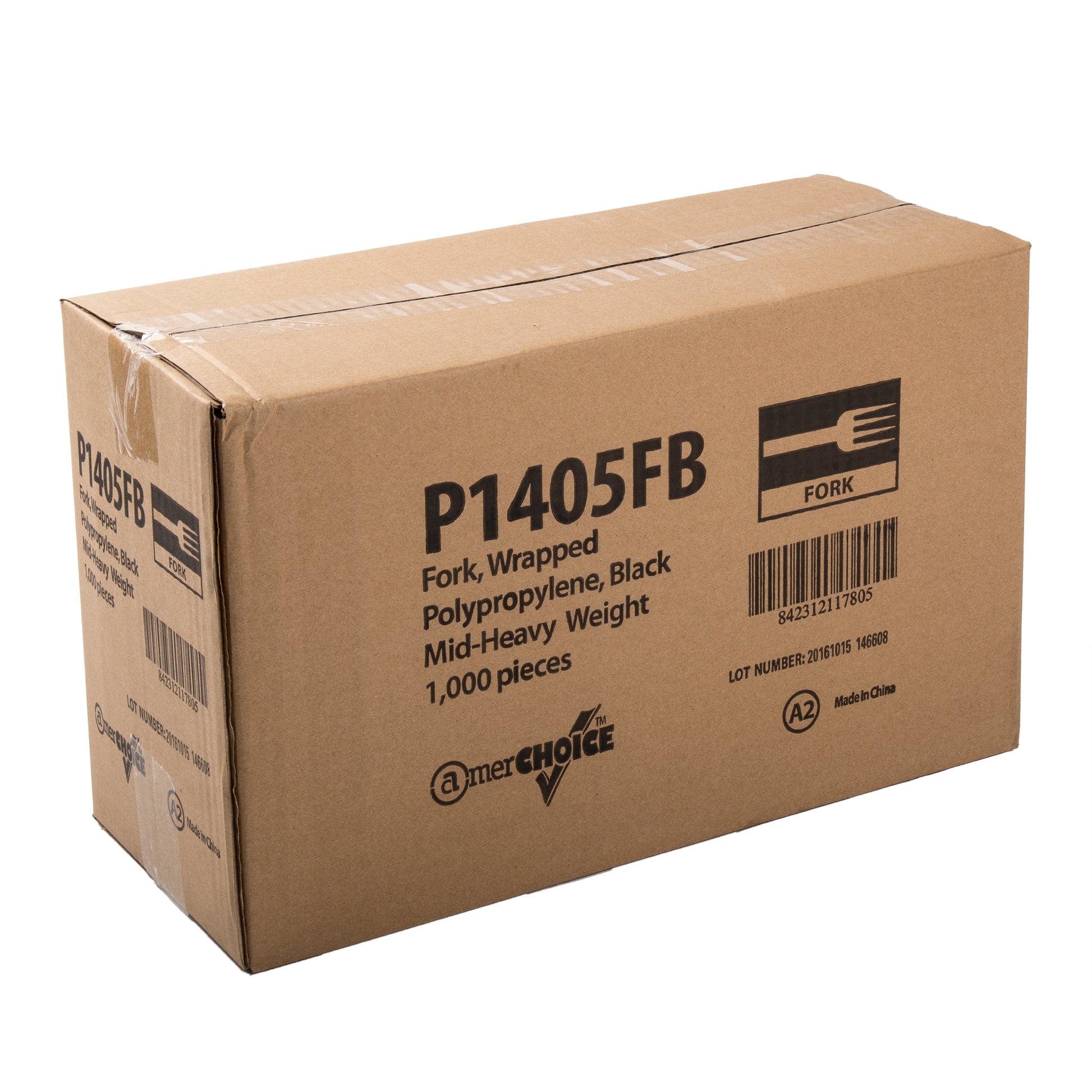 closed case of Medium Heavy Weight Black Polypropylene Individually Wrapped Forks