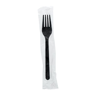 one Medium Heavy Weight Black Polypropylene Individually Wrapped Fork