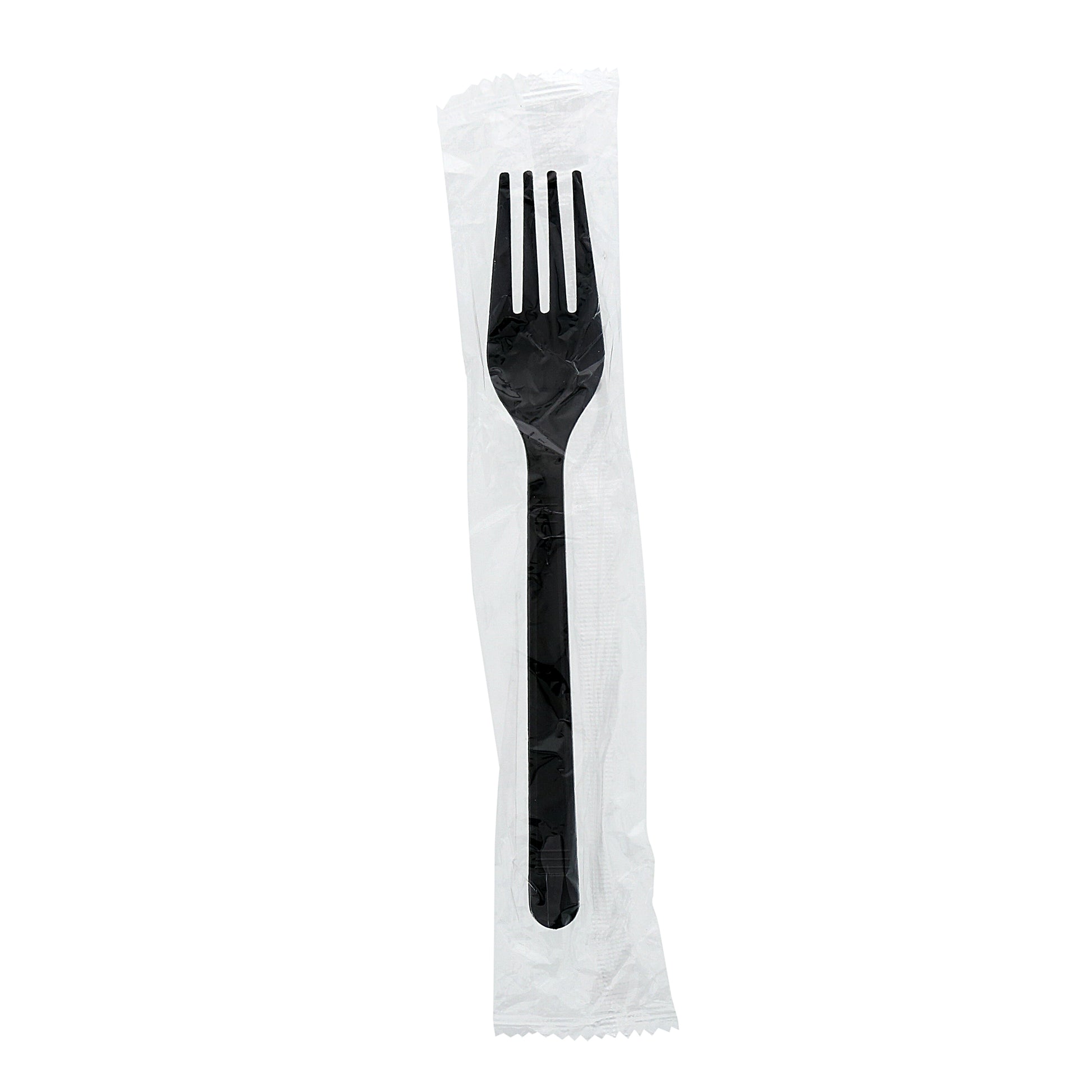 one Medium Heavy Weight Black Polypropylene Individually Wrapped Fork