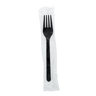 one Medium Heavy Weight Black Polypropylene Individually Wrapped Fork