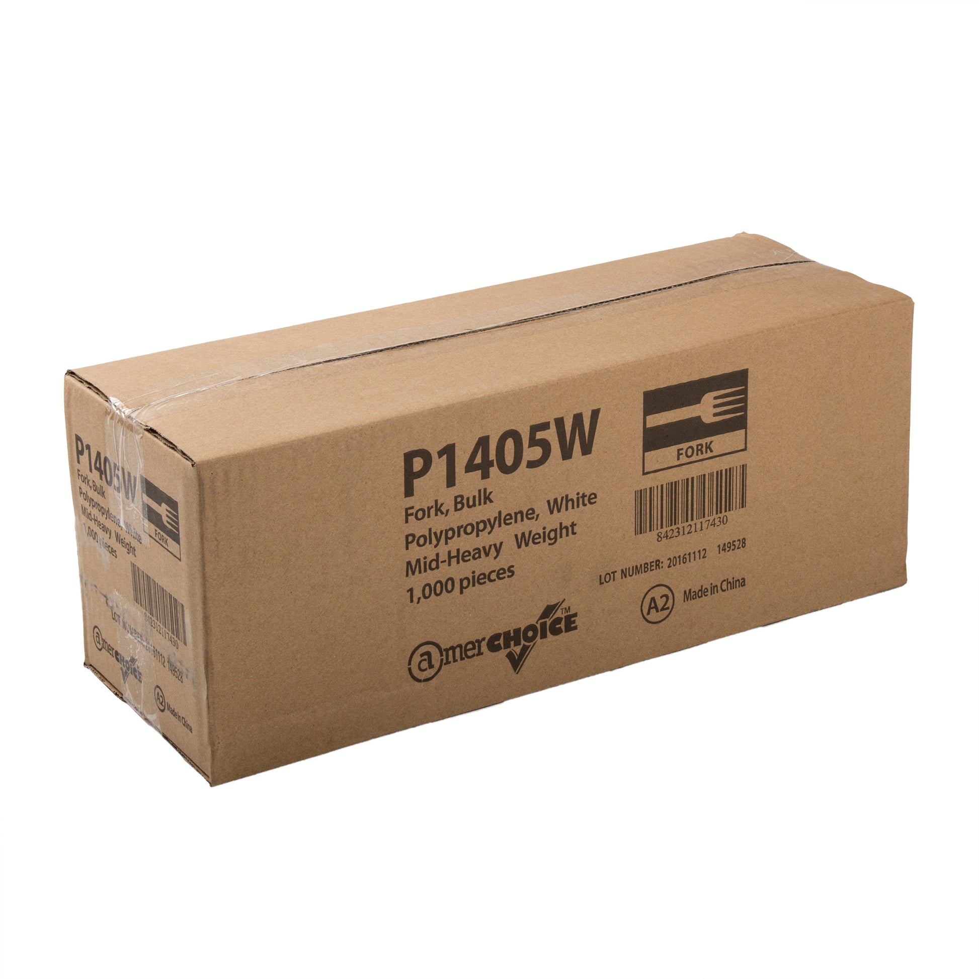 closed case of Medium Heavy Weight White Polypropylene Forks