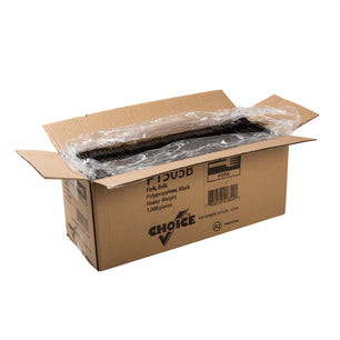 open case of Heavy Weight Black Polypropylene Forks