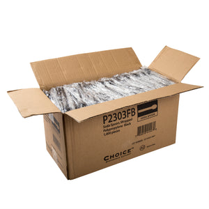 open case of Medium Weight Black Polypropylene Individually Wrapped Soda Spoons