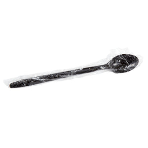 one Medium Weight Black Polypropylene Individually Wrapped Soda Spoon