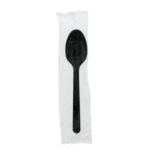one Medium Heavy Weight Black Polypropylene Individually Wrapped Teaspoon