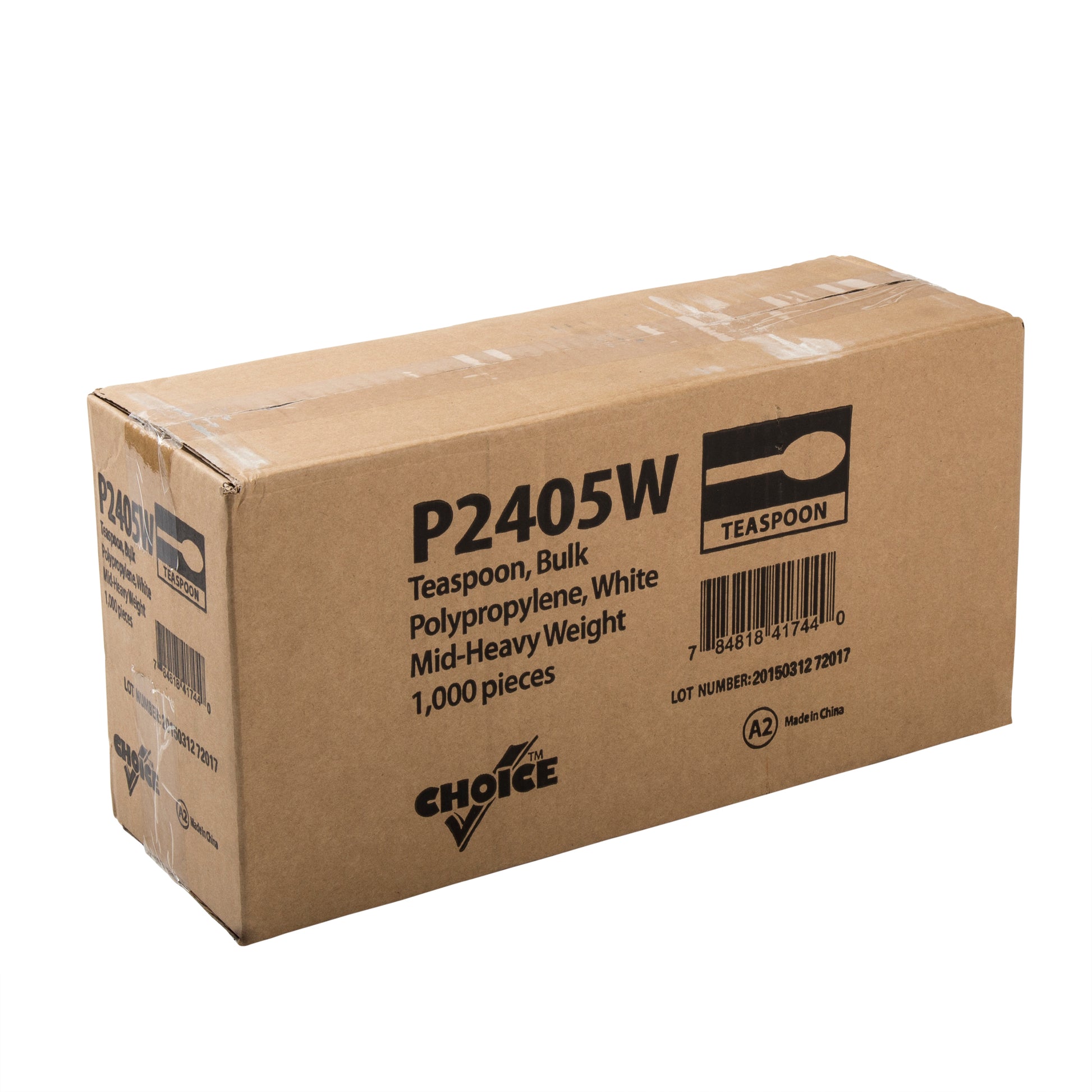 closed case of Medium Heavy Weight White Polypropylene Teaspoons