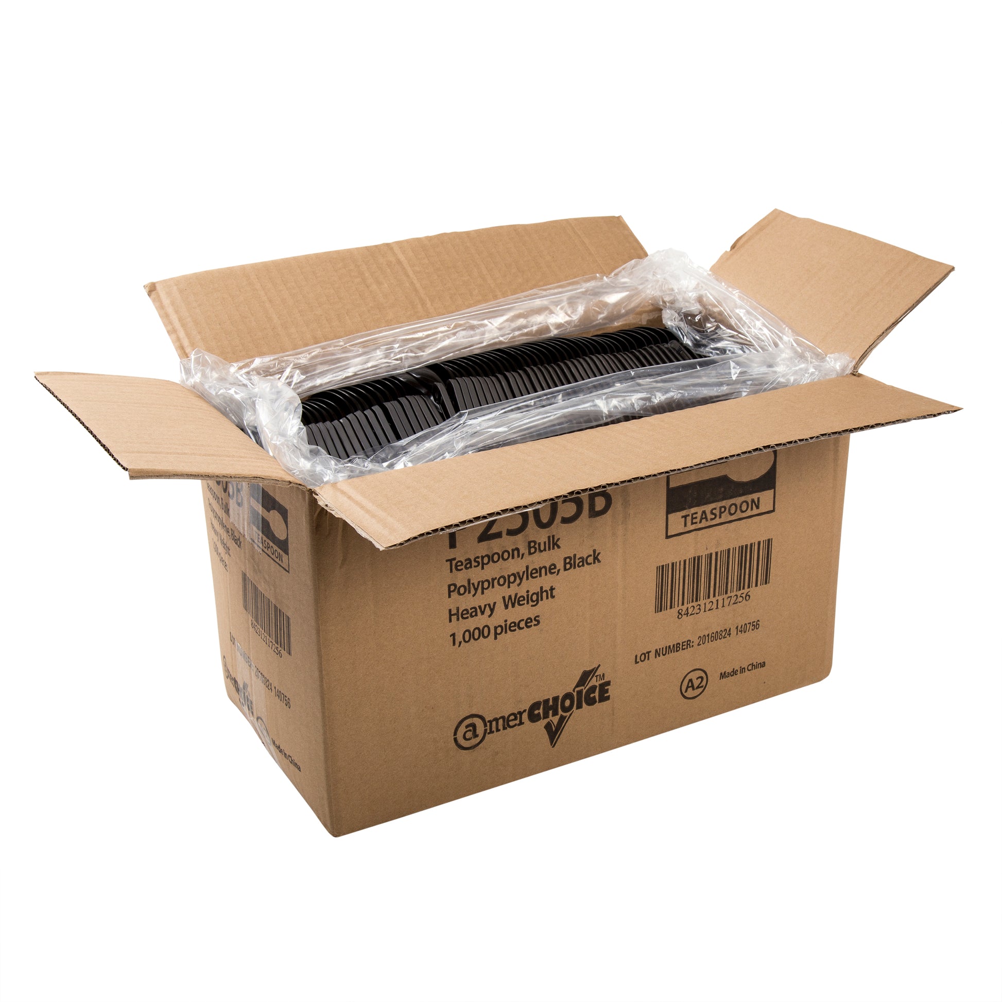 open case of Heavy Weight Black Polypropylene Teaspoons