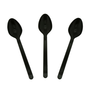 three Heavy Weight Black Polypropylene Teaspoons