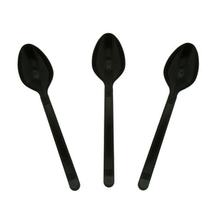 three Heavy Weight Black Polypropylene Teaspoons