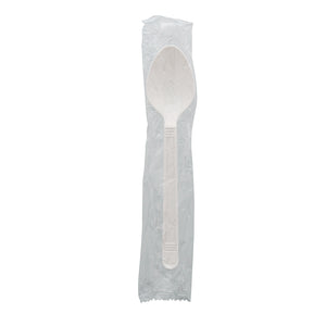 one Heavy Weight White Polypropylene Individually Wrapped Teaspoon