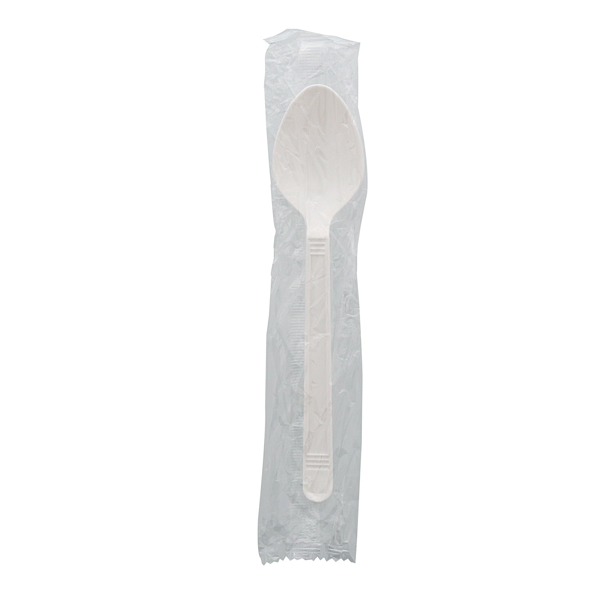 one Heavy Weight White Polypropylene Individually Wrapped Teaspoon