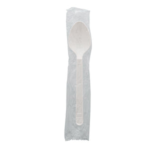 one Heavy Weight White Polypropylene Individually Wrapped Teaspoon