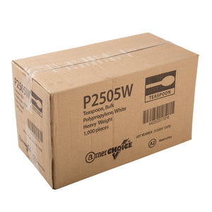 closed case of Heavy Weight White Polypropylene Teaspoons