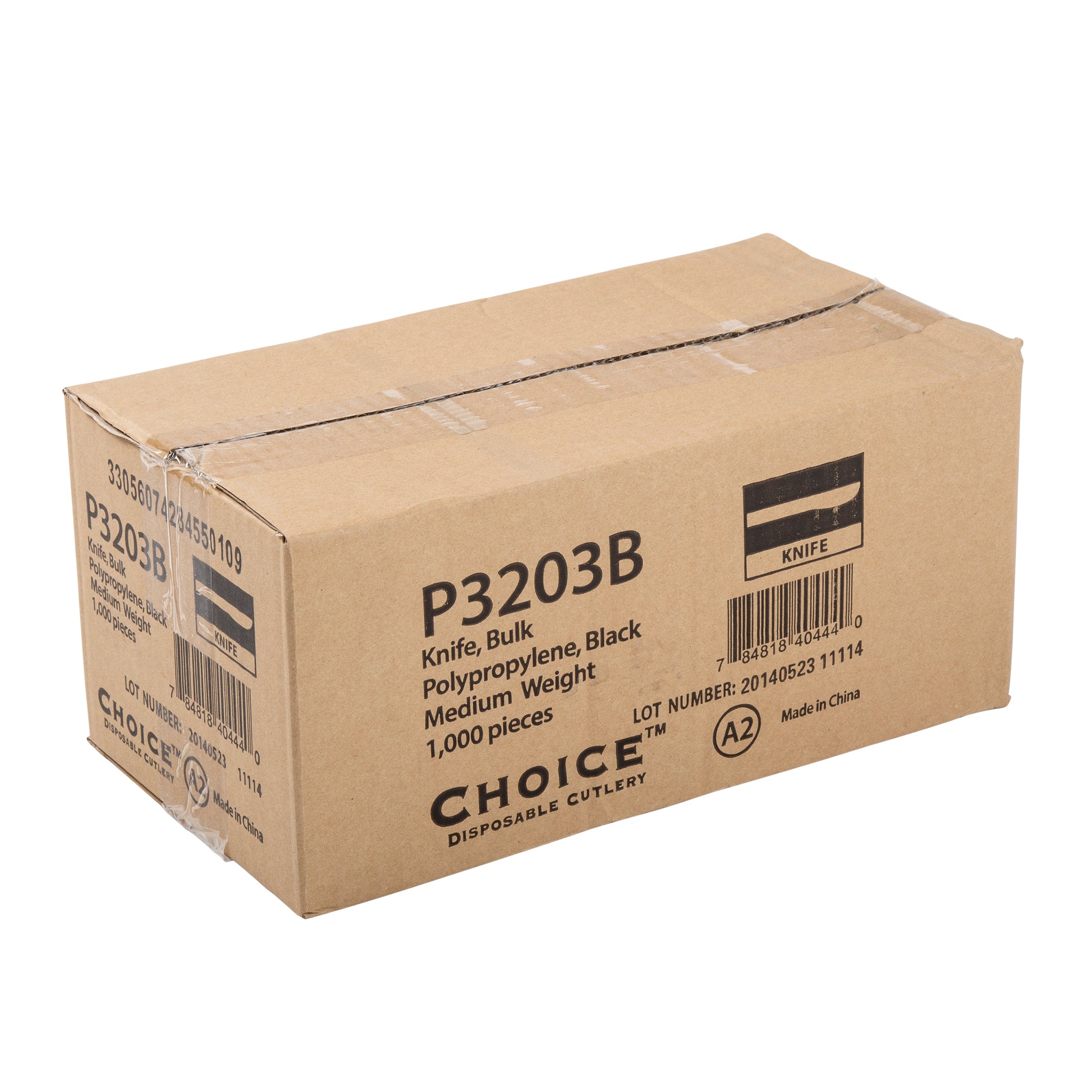 Closed case of 3 Medium Weight Black Polypropylene Knives