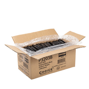 Open case of 3 Medium Weight Black Polypropylene Knives