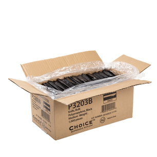 Open case of 3 Medium Weight Black Polypropylene Knives