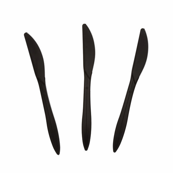 3 Medium Weight Black Polypropylene Knives