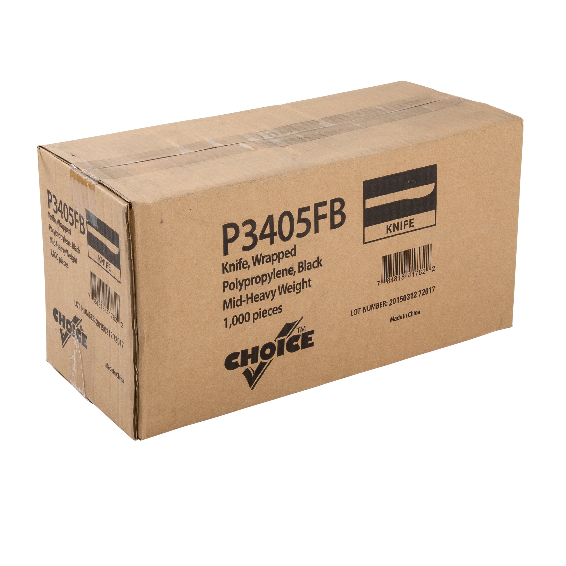 closed case of Medium Heavy Weight Black Polypropylene Individually Wrapped Knives