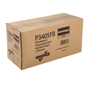 closed case of Medium Heavy Weight Black Polypropylene Individually Wrapped Knives