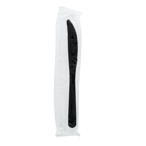 one Medium Heavy Weight Black Polypropylene Individually Wrapped Knife